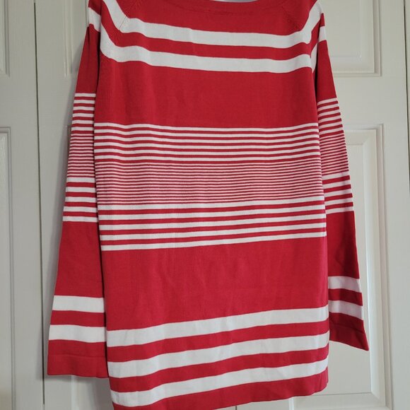 Collection L Women Boat Neck Fine Knit Cotton Striped Sweater Size US 16 NWT - Picture 3 of 3